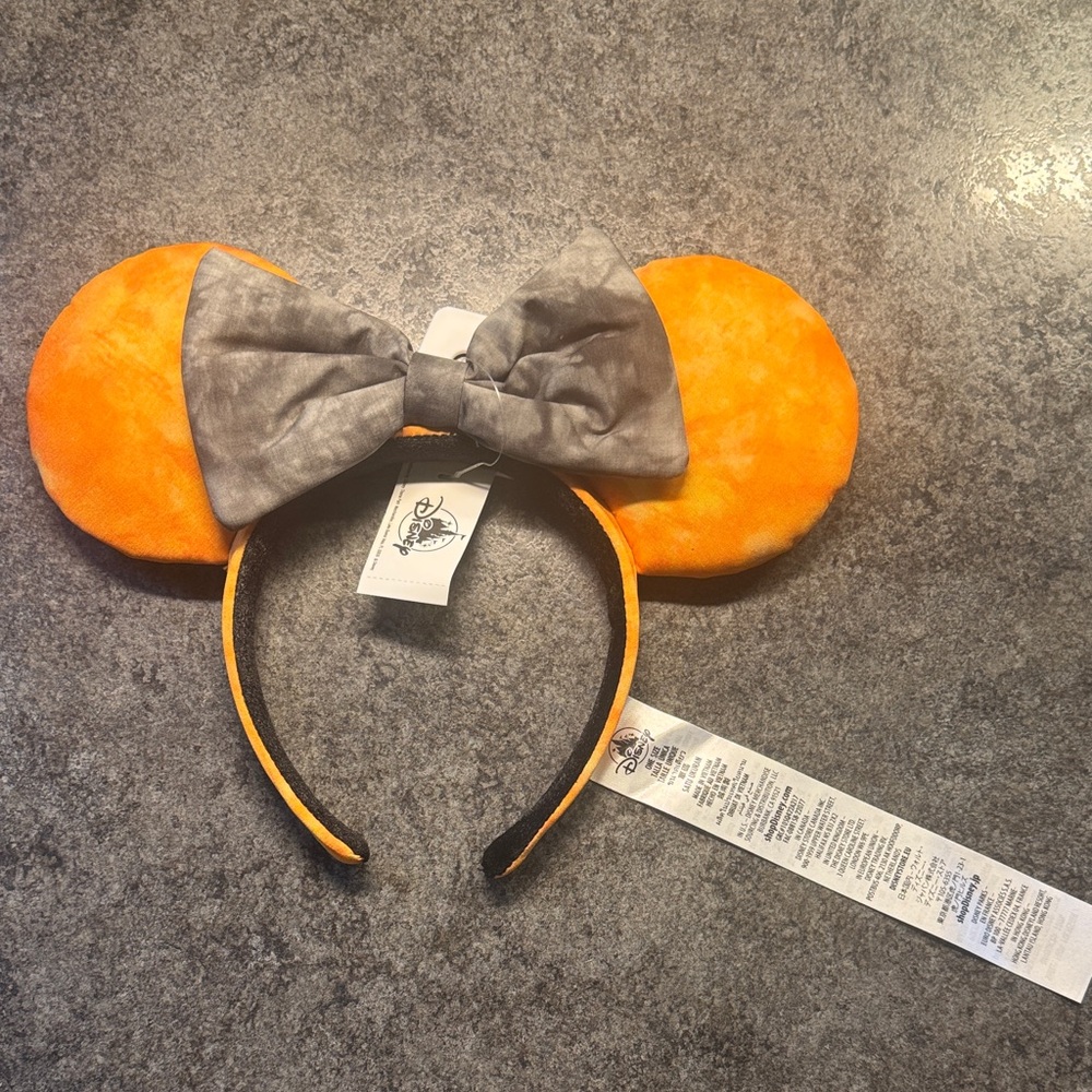 NWT Disney Halloween Mickey & Minnie Mouse Ears Headband Orange & Gray